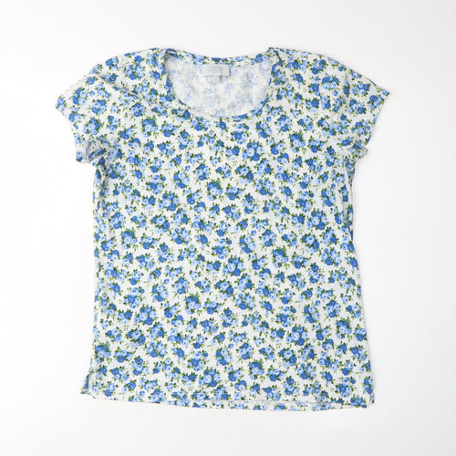 Laura Ashley Women's Blue Floral T-Shirt Size 10
