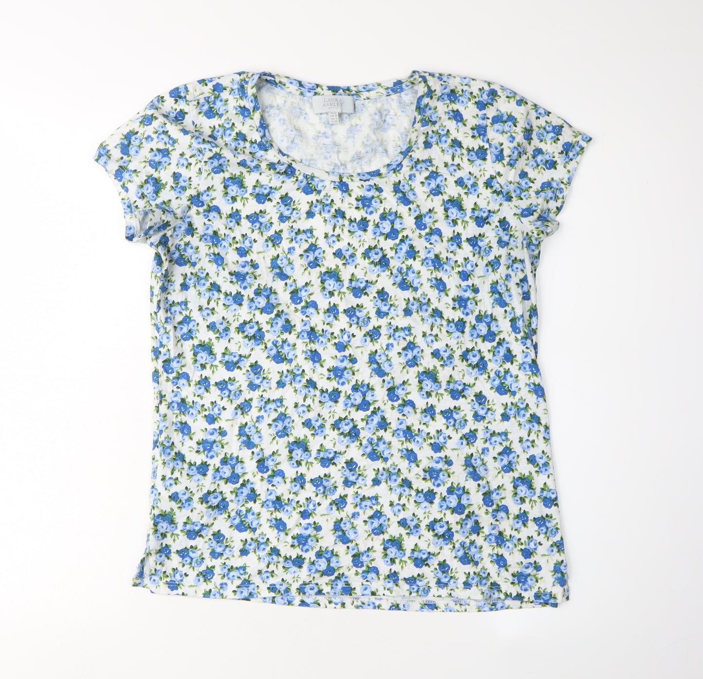 Laura Ashley Women's Blue Floral T-Shirt Size 10