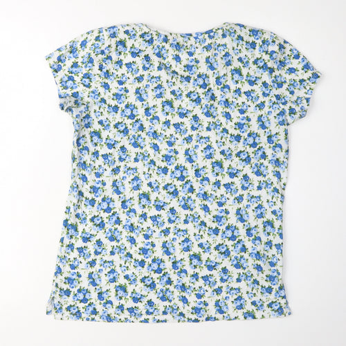 Laura Ashley Women's Blue Floral T-Shirt Size 10