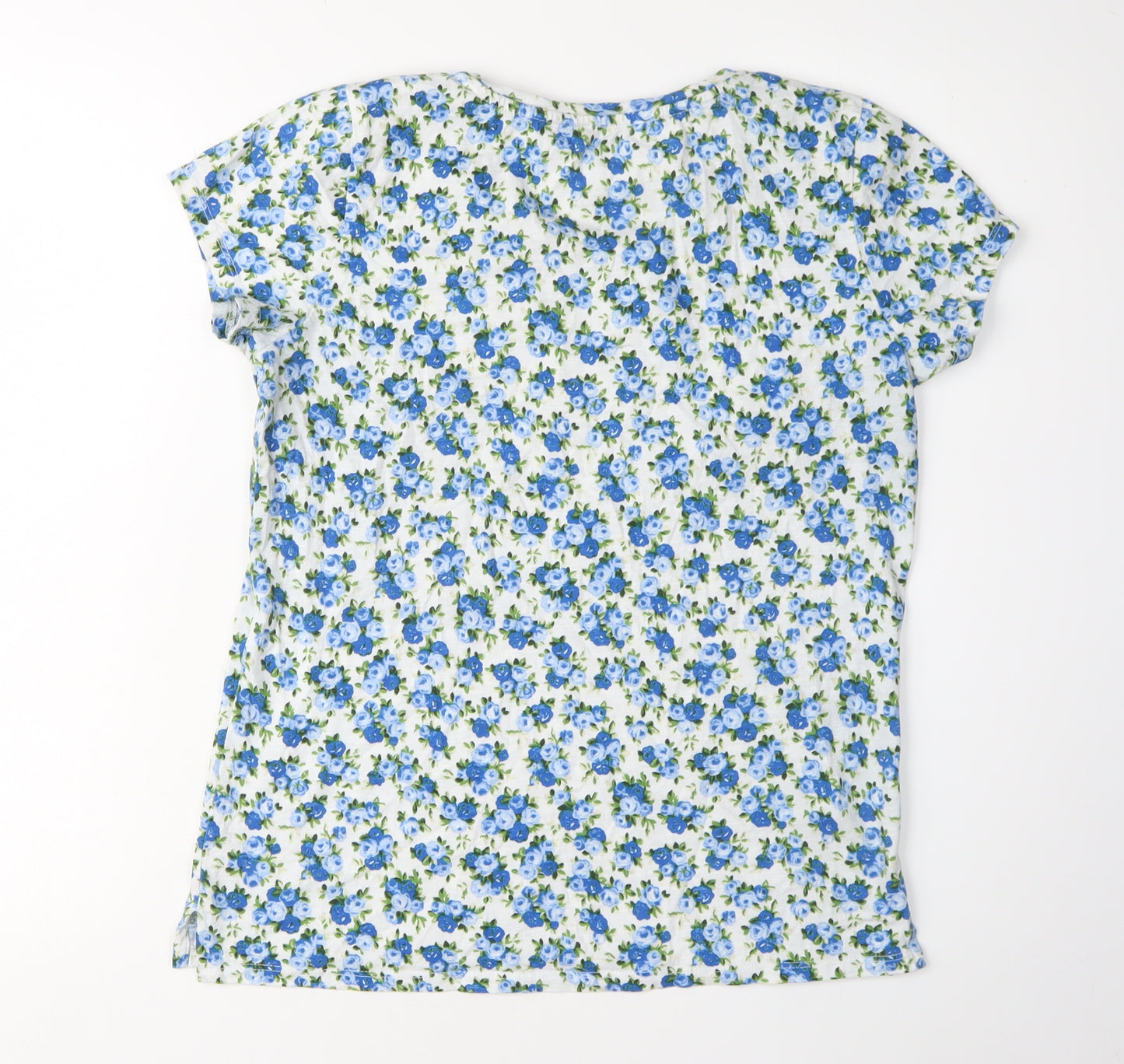 Laura Ashley Women's Blue Floral T-Shirt Size 10