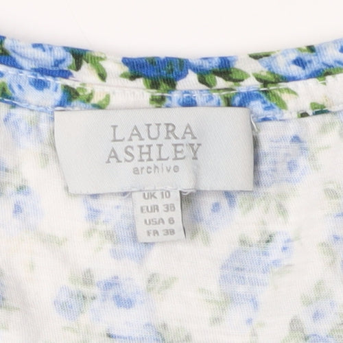 Laura Ashley Women's Blue Floral T-Shirt Size 10
