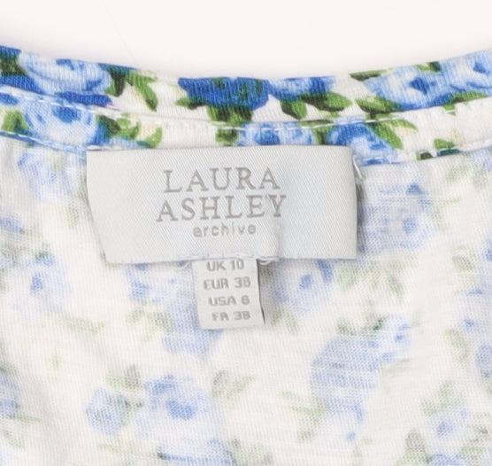 Laura Ashley Women's Blue Floral T-Shirt Size 10