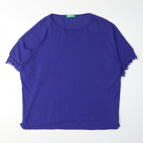 Benetton Women's Blue Pullover Jumper, M, Casual Knit