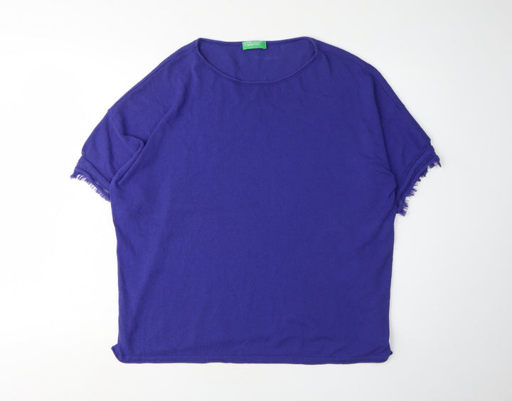 Benetton Women's Blue Pullover Jumper, M, Casual Knit