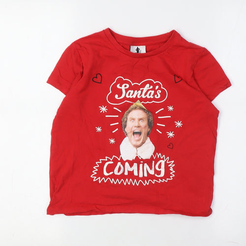 M&Co Boys Red Christmas Graphic T-Shirt, Size 11, Festive Fun