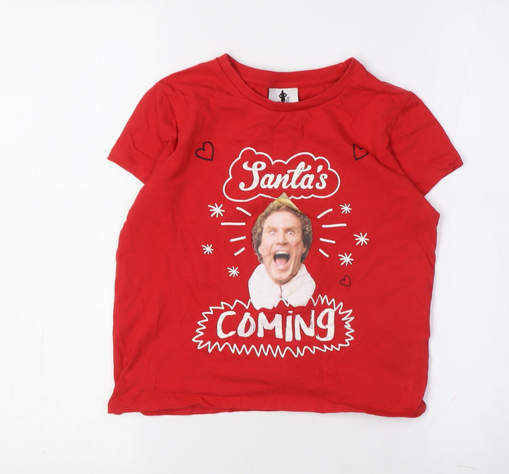 M&Co Boys Red Christmas Graphic T-Shirt, Size 11, Festive Fun
