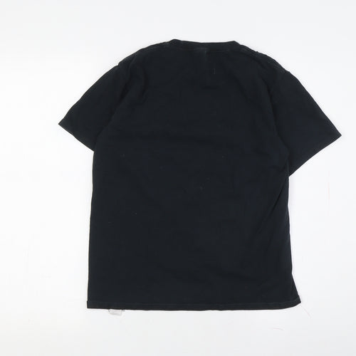 Boys Black Graphic T-Shirt, Large, Cotton, Geek Style