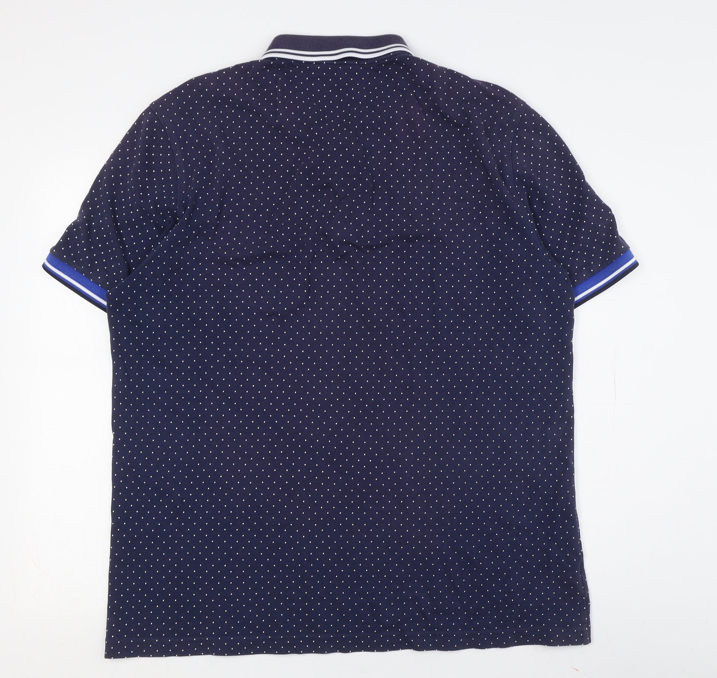 Fred Perry Men's Blue Polka Dot Slim Polo Shirt XL