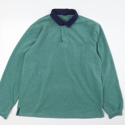 Cotton Traders Men's Green Long Sleeve Polo, Size L