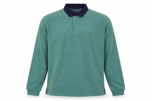 Front view of Cotton Traders Men's Green Long Sleeve Polo, size L
