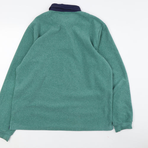Cotton Traders Men's Green Long Sleeve Polo, Size L
