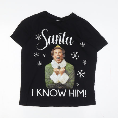 Elf Christmas T-Shirt Black L Unisex Adults