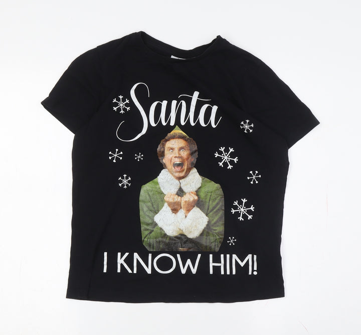 Elf Christmas T-Shirt Black L Unisex Adults