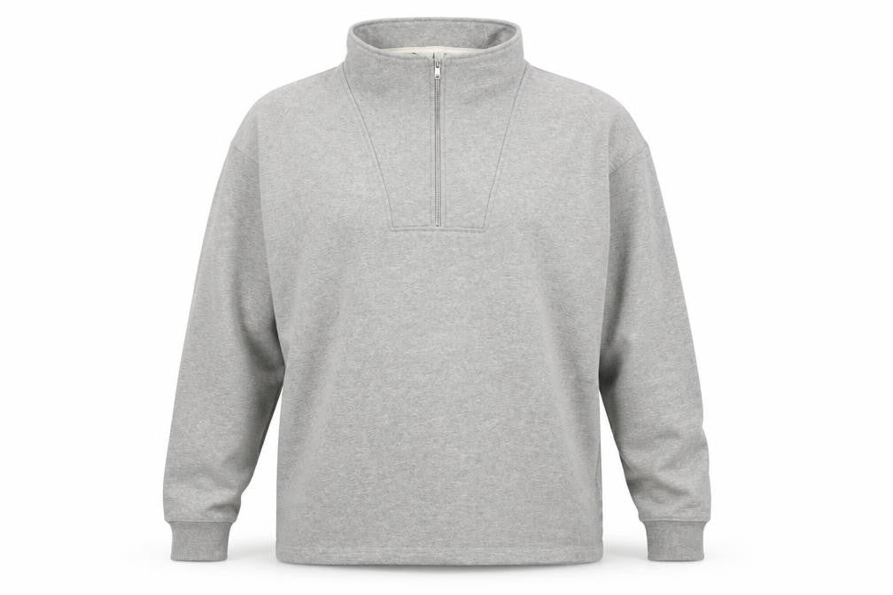 Front view of John Lewis Grey Men's 1/2 Zip Sweatshirt L