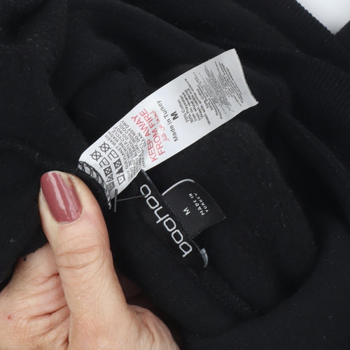 Boohoo Women's Black Logo Pullover Hoodie M