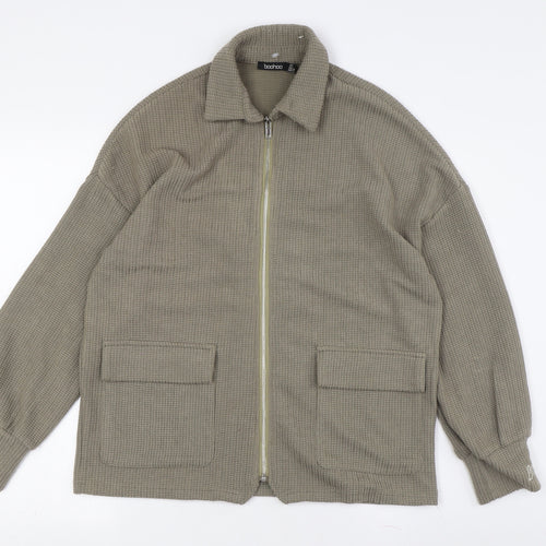 Boohoo Women's Green Basic Jacket, Size 8, Casual Style