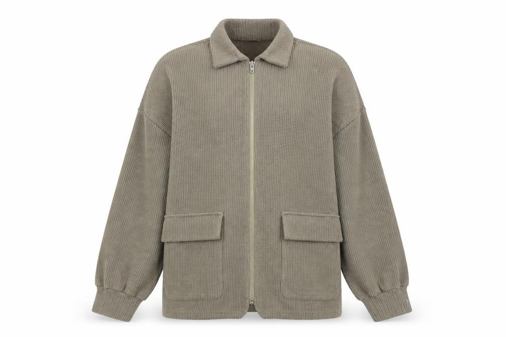 Front view of Boohoo Women's Green Basic Jacket, size 8, Casual Style