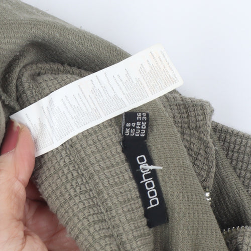 Boohoo Women's Green Basic Jacket, Size 8, Casual Style