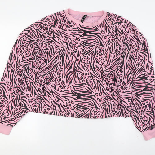 Divided Women's Pink Animal Print Pullover Sweatshirt M