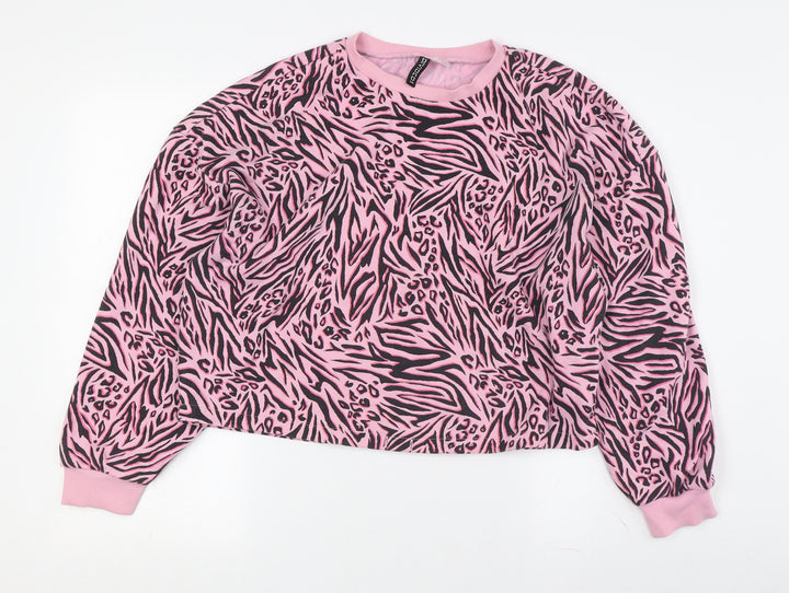 Divided Women's Pink Animal Print Pullover Sweatshirt M