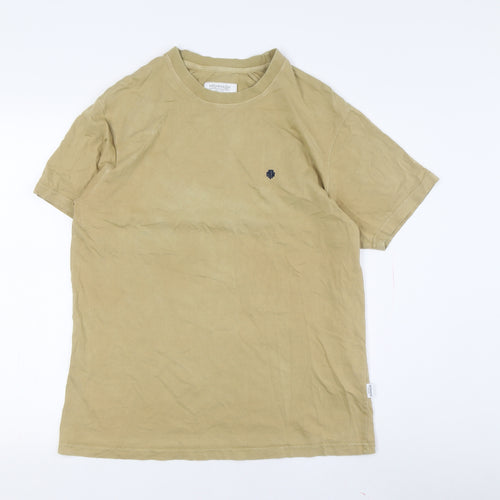 Mishmash Men’s Beige Cotton Crew Neck Tee, L