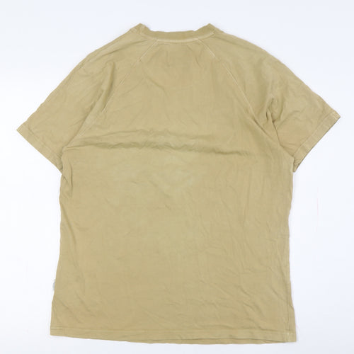 Mishmash Men’s Beige Cotton Crew Neck Tee, L