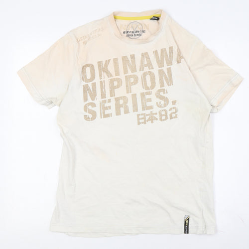 Nippon Women's Beige T-Shirt Medium Crew Neck Casual
