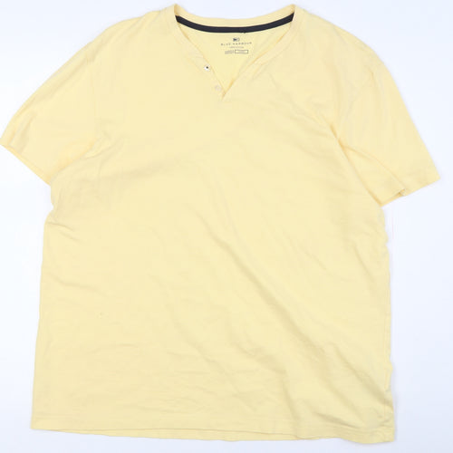 Marks and Spencer Yellow Henley T-Shirt for Men, Large