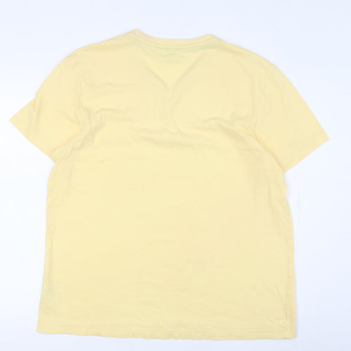 Marks and Spencer Yellow Henley T-Shirt for Men, Large