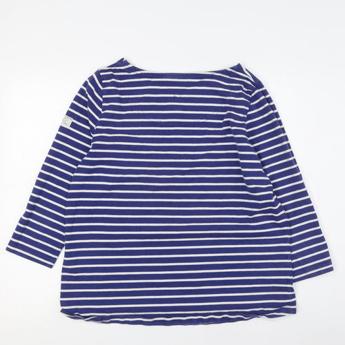 Joules Women's Blue Striped T-Shirt, Size 12