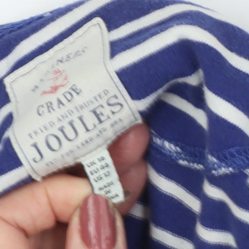 Joules Women's Blue Striped T-Shirt, Size 12