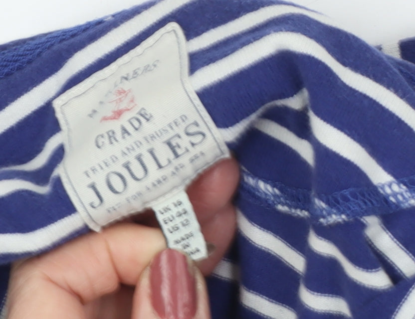 Joules Women's Blue Striped T-Shirt, Size 12