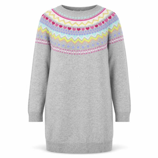 Front view of Gap Kids Grey Fair Isle Knit Dress for girls’ l