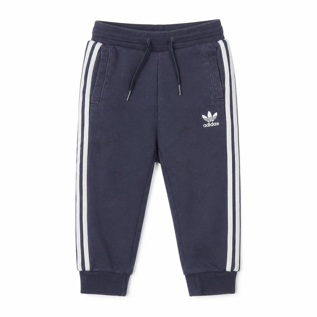 Front view of Adidas unisex kids blue jogger trousers, 2 years