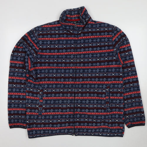 Cotton Traders Women's Blue Geometric Zip Jacket L