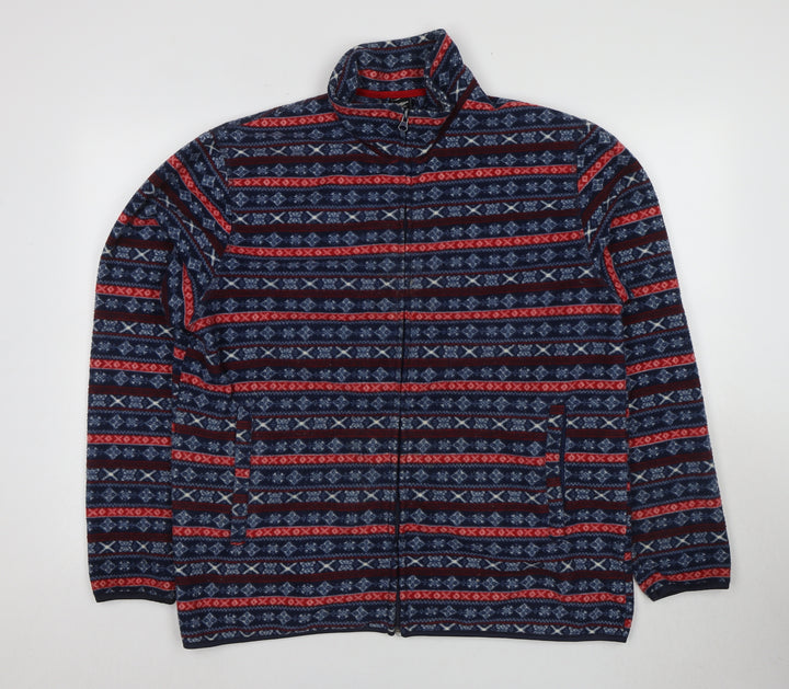 Cotton Traders Women's Blue Geometric Zip Jacket L