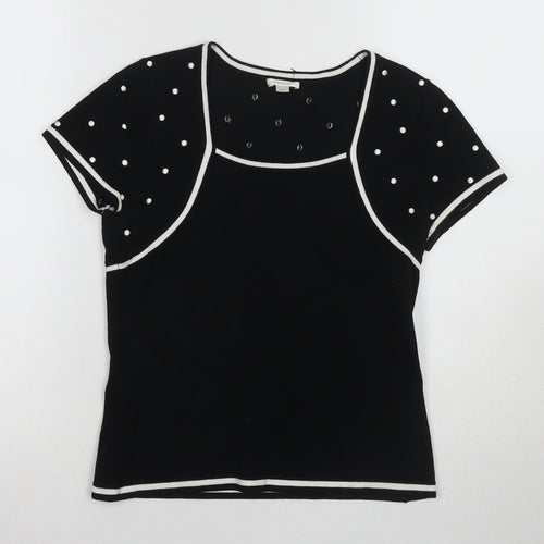 Precise Women's Black XS Polka Dot Slim T-Shirt