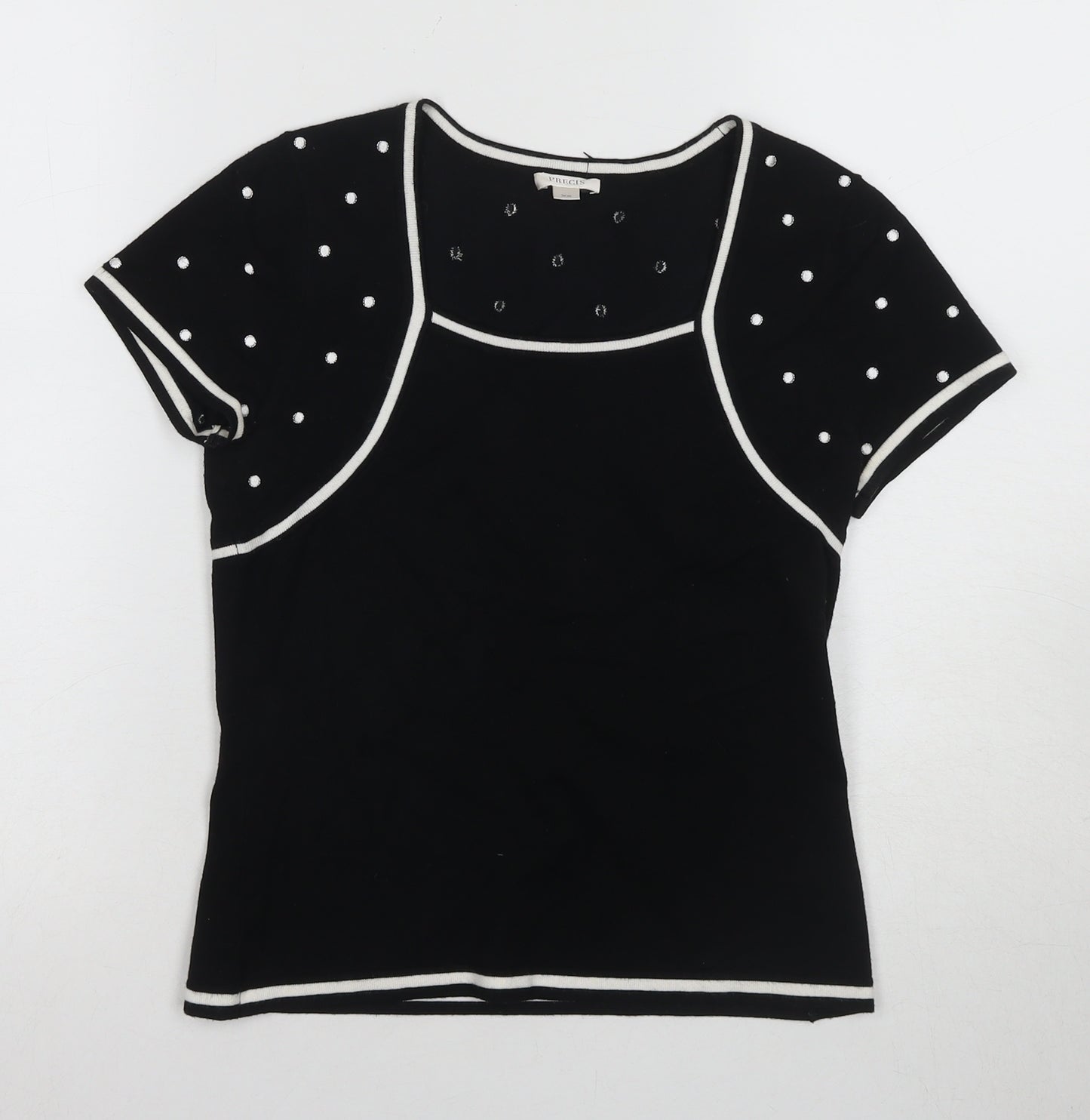 Precise Women's Black XS Polka Dot Slim T-Shirt