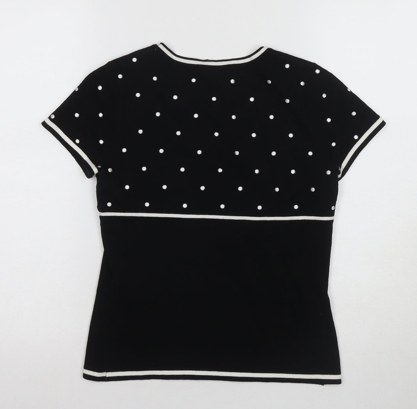 Precise Women's Black XS Polka Dot Slim T-Shirt