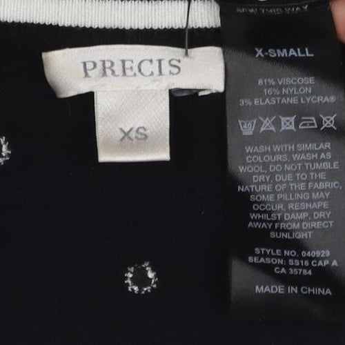 Precise Women's Black XS Polka Dot Slim T-Shirt
