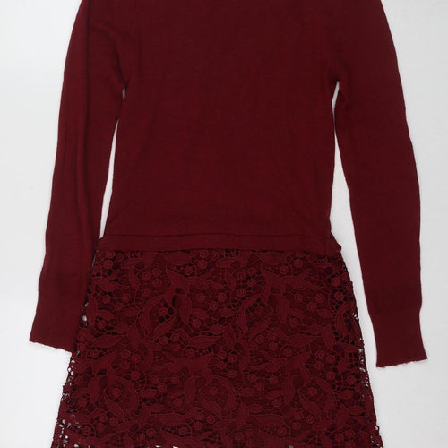 White Stuff Women's Red Sheath Long Sleeve Dress UK 6