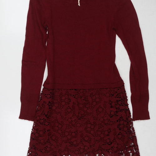 White Stuff Women's Red Sheath Long Sleeve Dress UK 6
