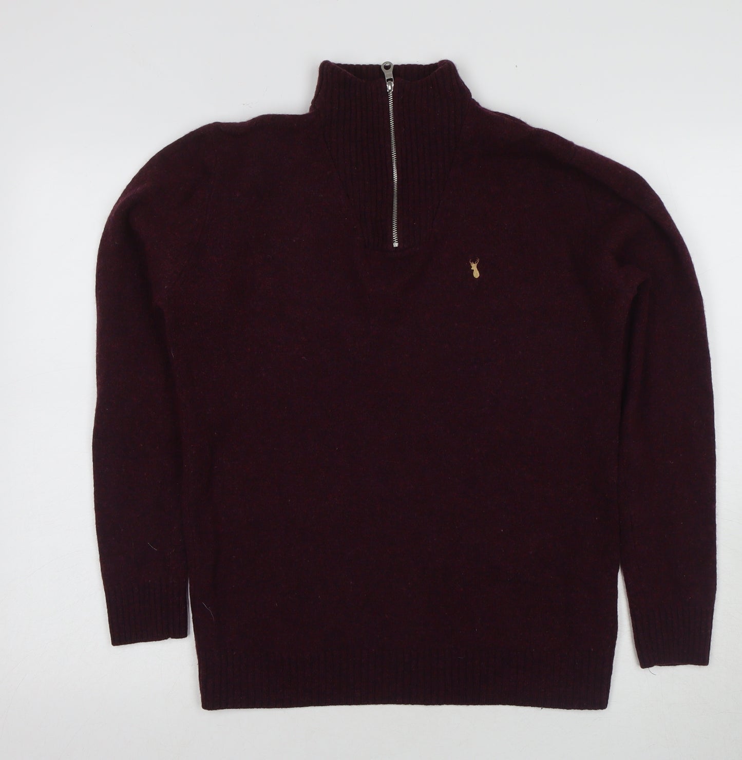 Next Men's Burgundy Wool High Neck Zip Jumper M