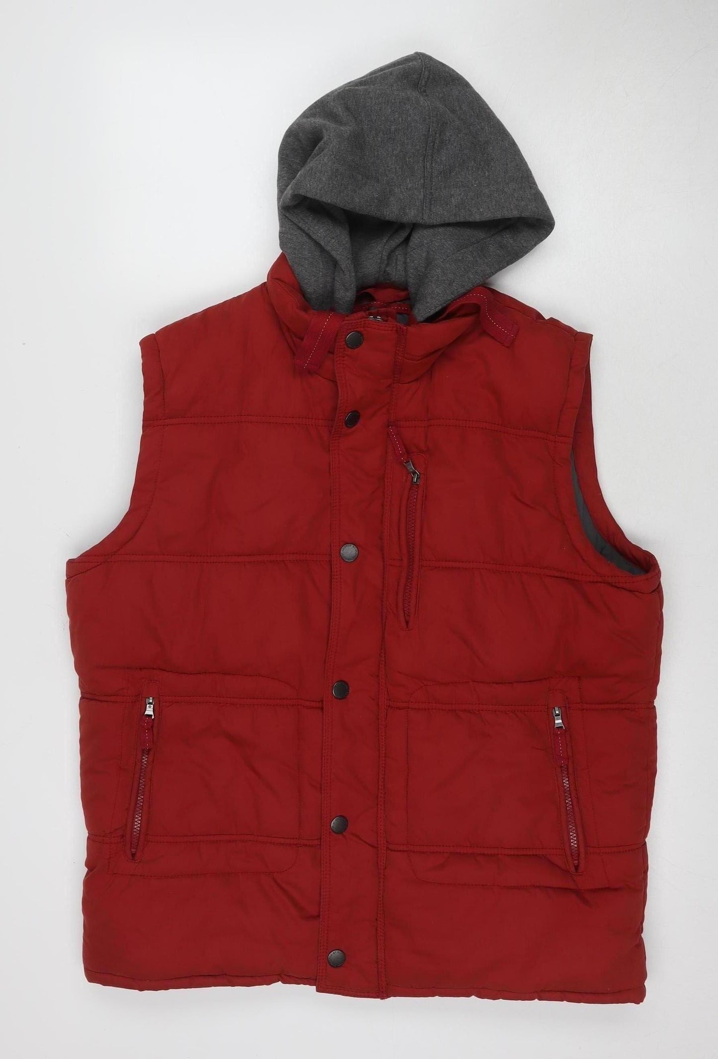 St George by Duffer Men's Red Hooded Puffer Jacket Large