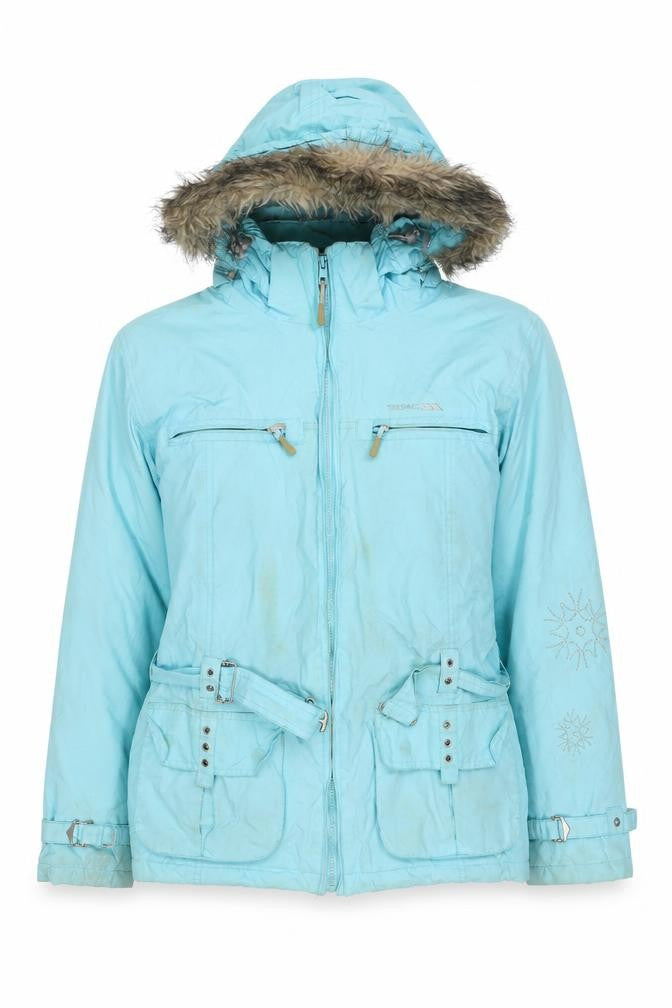Front view of Trespass Women's Blue Ski Jacket L, Waterproof, Winter