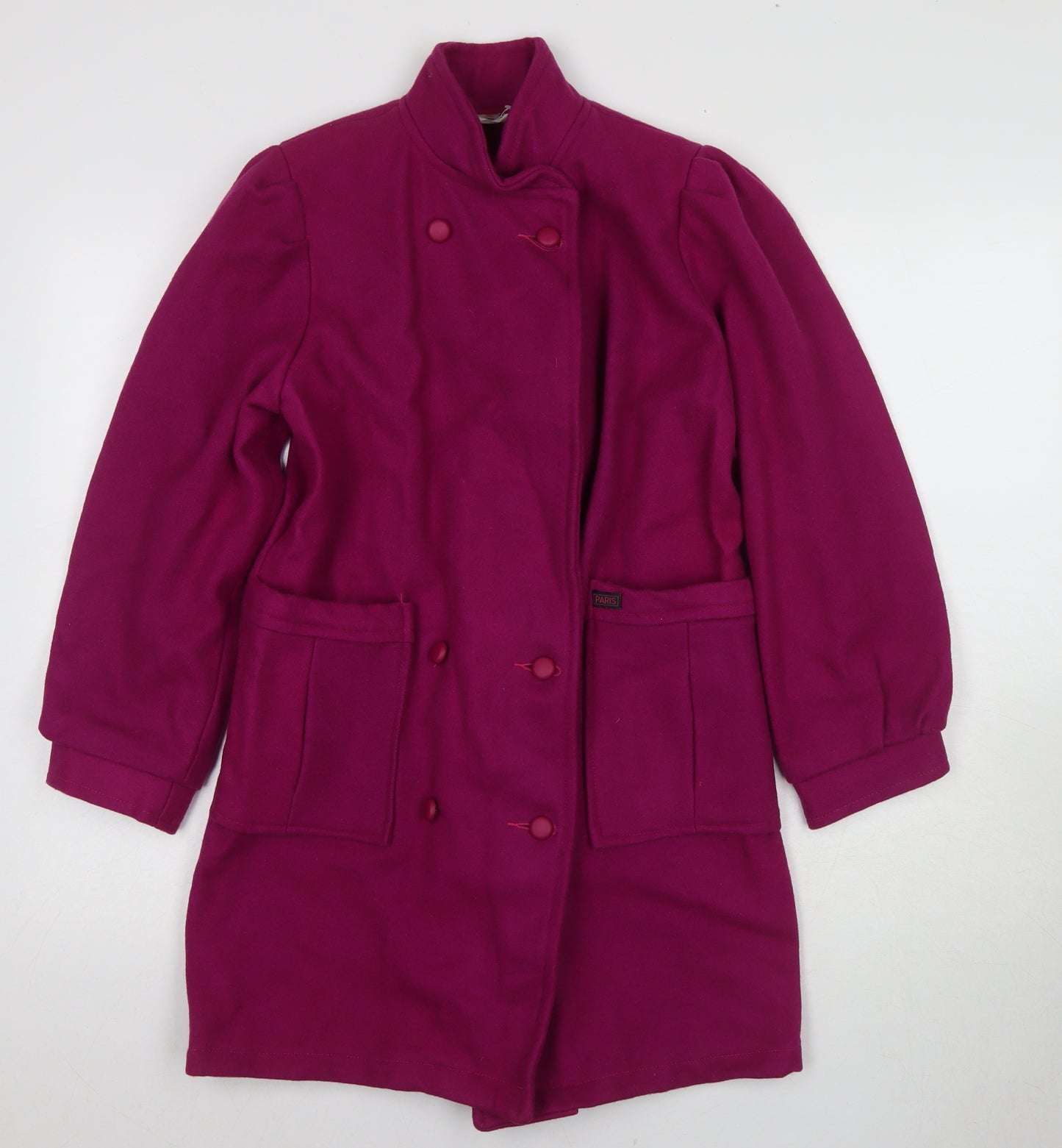 PARIS Women's Purple Wool Mid-Length Coat Size 4