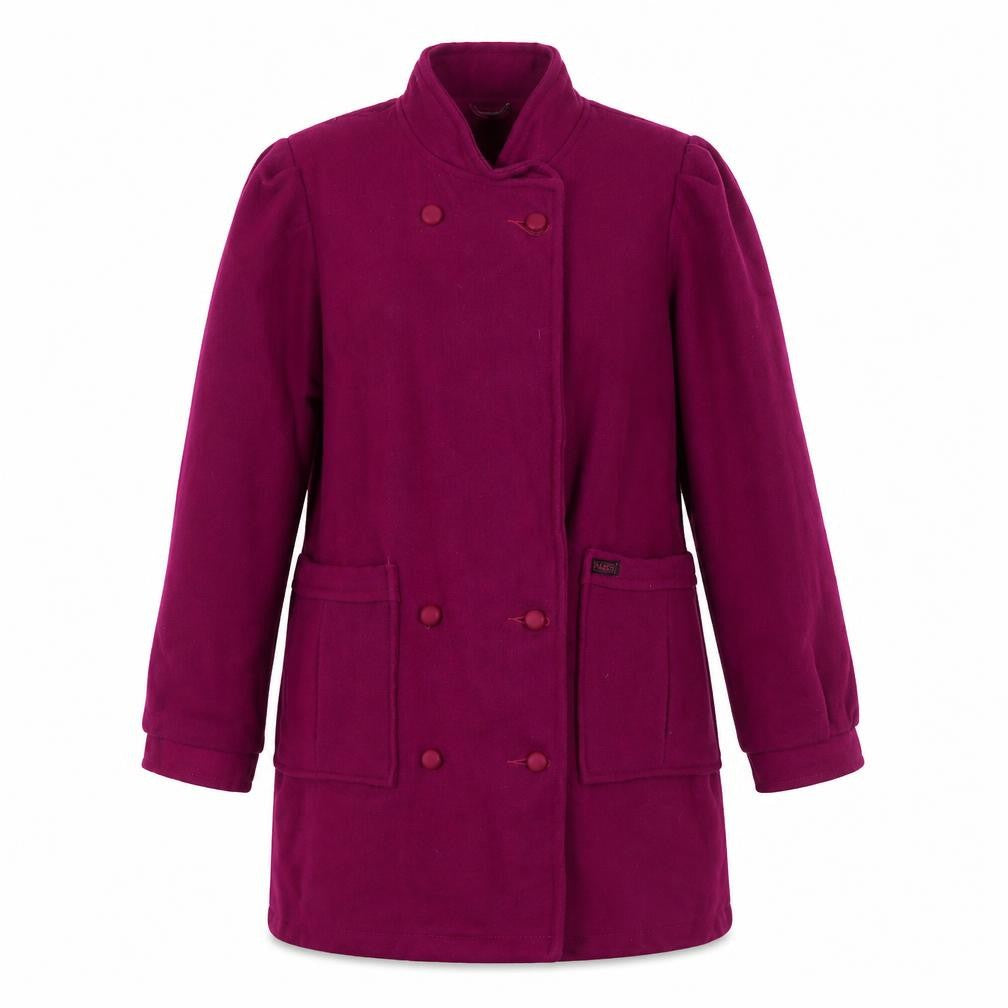 Front view of PARIS Women's Purple Wool Mid-Length Coat, size 4