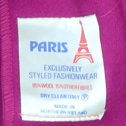 PARIS Women's Purple Wool Mid-Length Coat Size 4