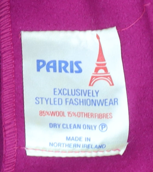 PARIS Women's Purple Wool Mid-Length Coat Size 4