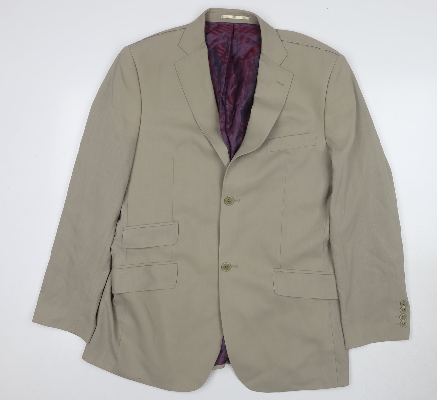 Ted Baker Men's Beige Blazer, 40R, Notch Lapel